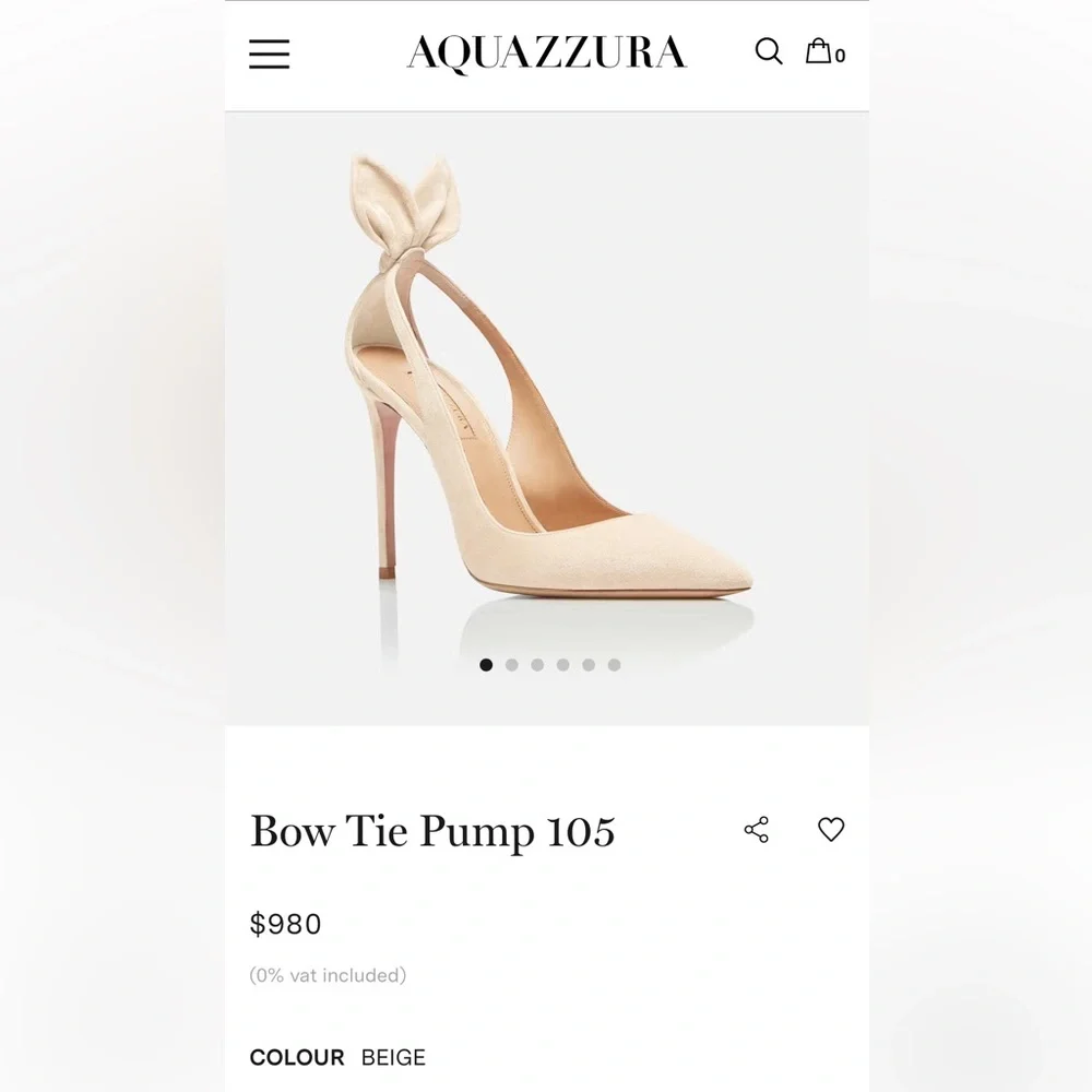 Aquazurra Bow Tie 105mm Pump in Beige 37.5 - brand new, never worn! - Picture 3 of 13